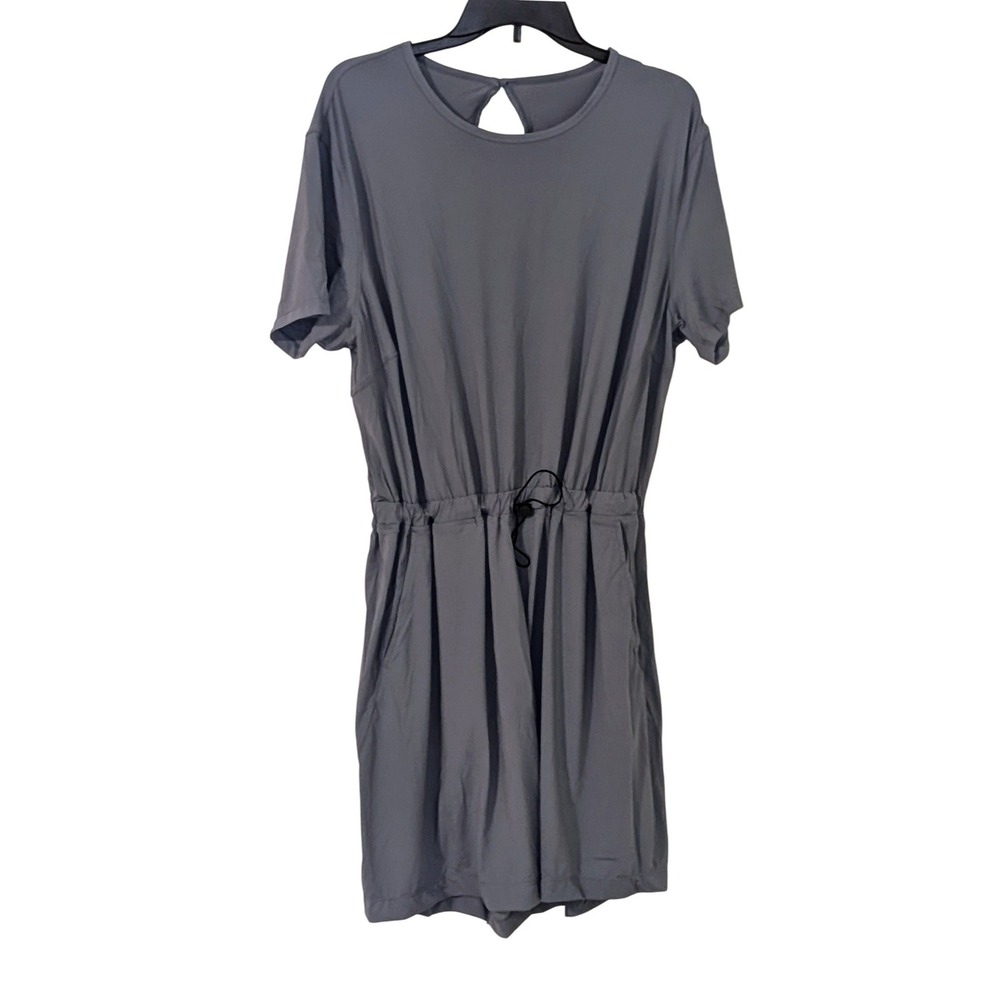 Libin Gray Drawstring Waist Back Cutout Short Romper Jumpsuit UPF 50+‎ XXL NWT